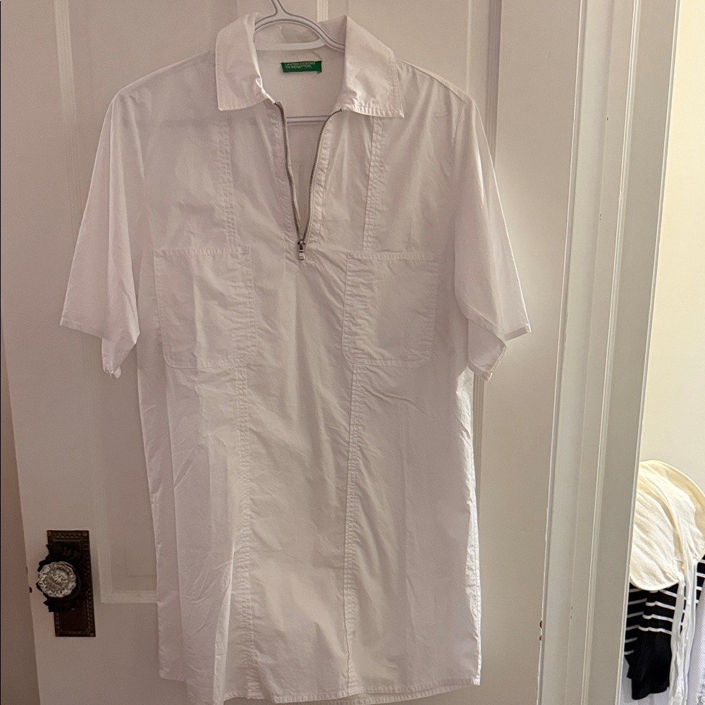 United Colors Of Benetton White Casual Button Down Dress